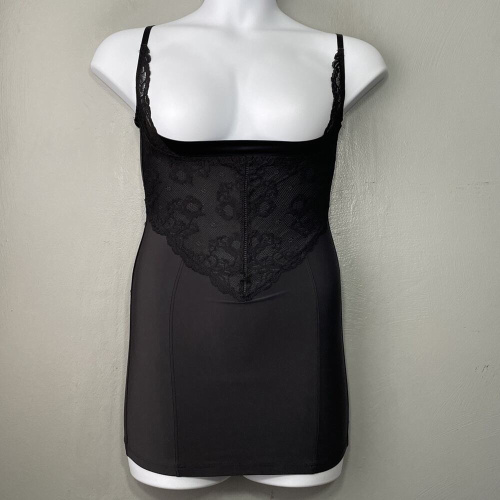 Flexees by Maidenform Size Large Black Lace Romper Bodysuit Shapewear Torsette